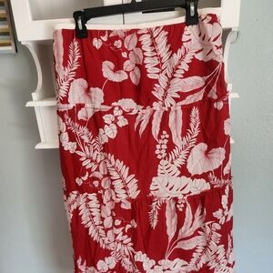 Long, cotton, floral print skirt